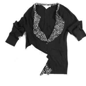 Navy ruffle cardigan from Anthropologie